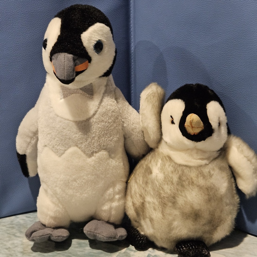 Happy Feet Mumble Penguin Plush Lot of 2 Build A Bear Workshop Movie Pair